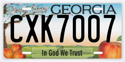 GA license plate CXK7007