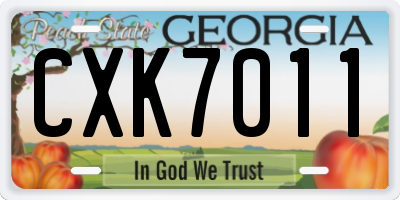 GA license plate CXK7011