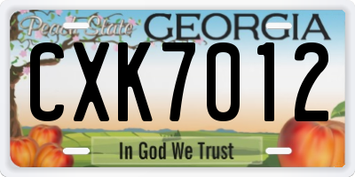 GA license plate CXK7012