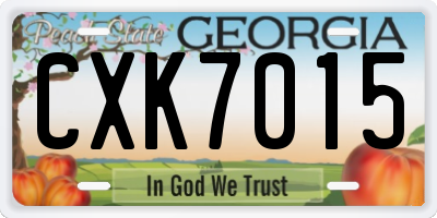GA license plate CXK7015