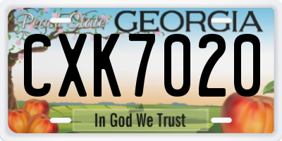GA license plate CXK7020