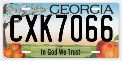 GA license plate CXK7066