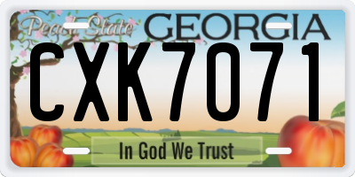 GA license plate CXK7071