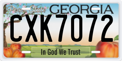 GA license plate CXK7072