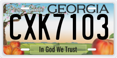 GA license plate CXK7103