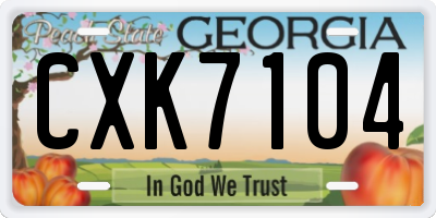 GA license plate CXK7104