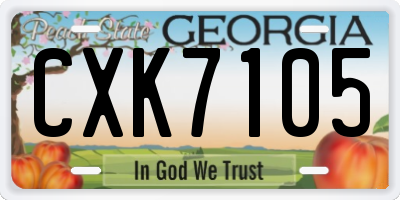 GA license plate CXK7105