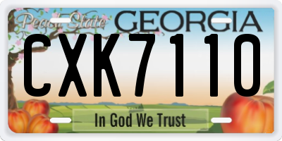 GA license plate CXK7110