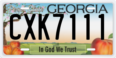 GA license plate CXK7111