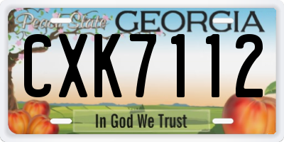 GA license plate CXK7112