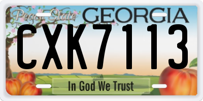 GA license plate CXK7113