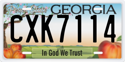 GA license plate CXK7114