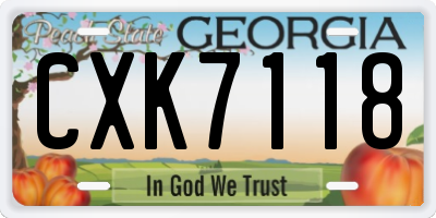 GA license plate CXK7118