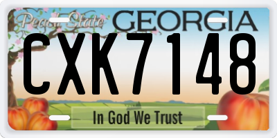 GA license plate CXK7148