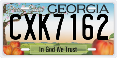 GA license plate CXK7162
