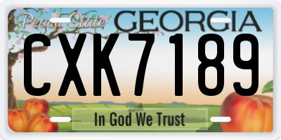 GA license plate CXK7189