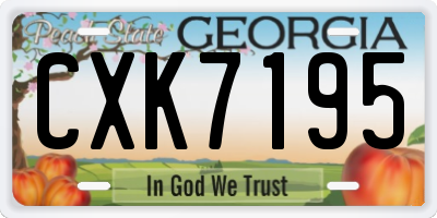 GA license plate CXK7195