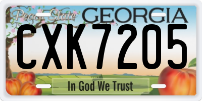 GA license plate CXK7205