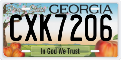 GA license plate CXK7206