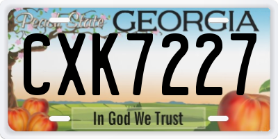 GA license plate CXK7227