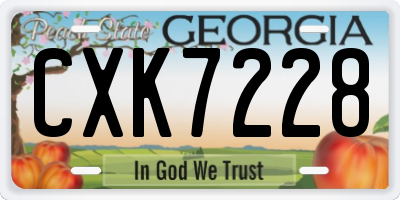 GA license plate CXK7228