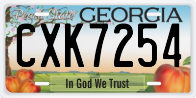 GA license plate CXK7254