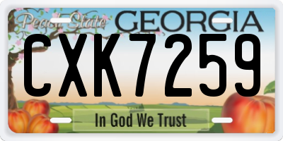 GA license plate CXK7259
