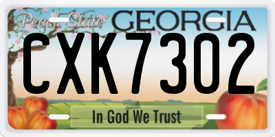 GA license plate CXK7302