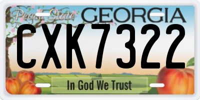 GA license plate CXK7322