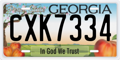 GA license plate CXK7334