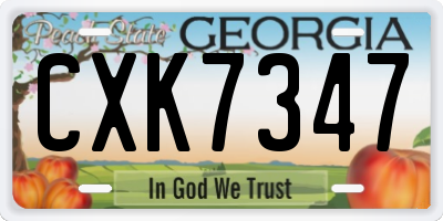 GA license plate CXK7347