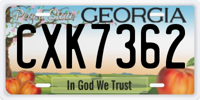 GA license plate CXK7362