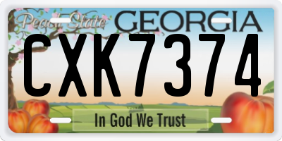 GA license plate CXK7374