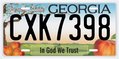 GA license plate CXK7398