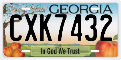 GA license plate CXK7432
