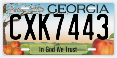 GA license plate CXK7443