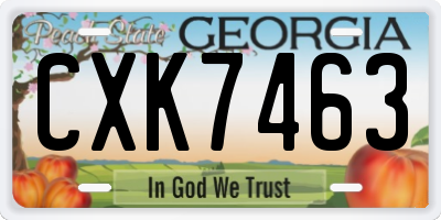GA license plate CXK7463