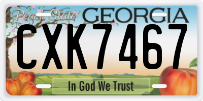 GA license plate CXK7467