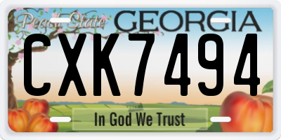 GA license plate CXK7494