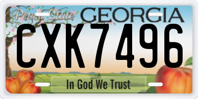 GA license plate CXK7496
