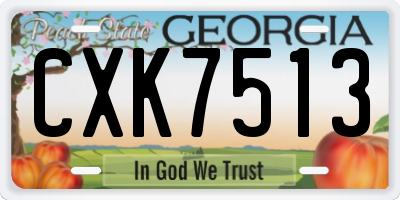 GA license plate CXK7513