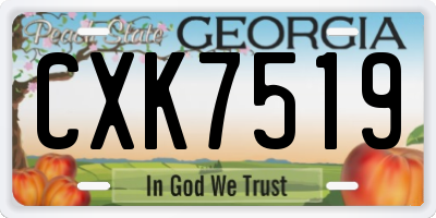 GA license plate CXK7519