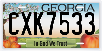 GA license plate CXK7533
