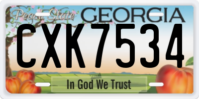 GA license plate CXK7534
