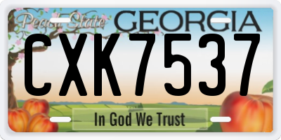 GA license plate CXK7537