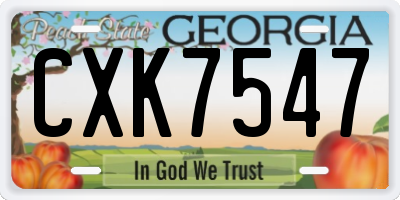 GA license plate CXK7547