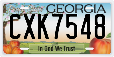 GA license plate CXK7548