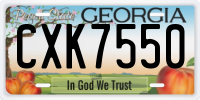 GA license plate CXK7550