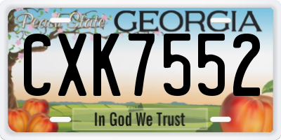 GA license plate CXK7552