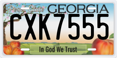 GA license plate CXK7555